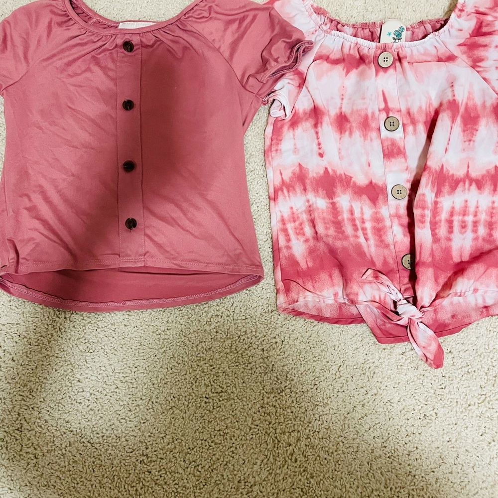 2 pack of girls pink shirt/blouse tops